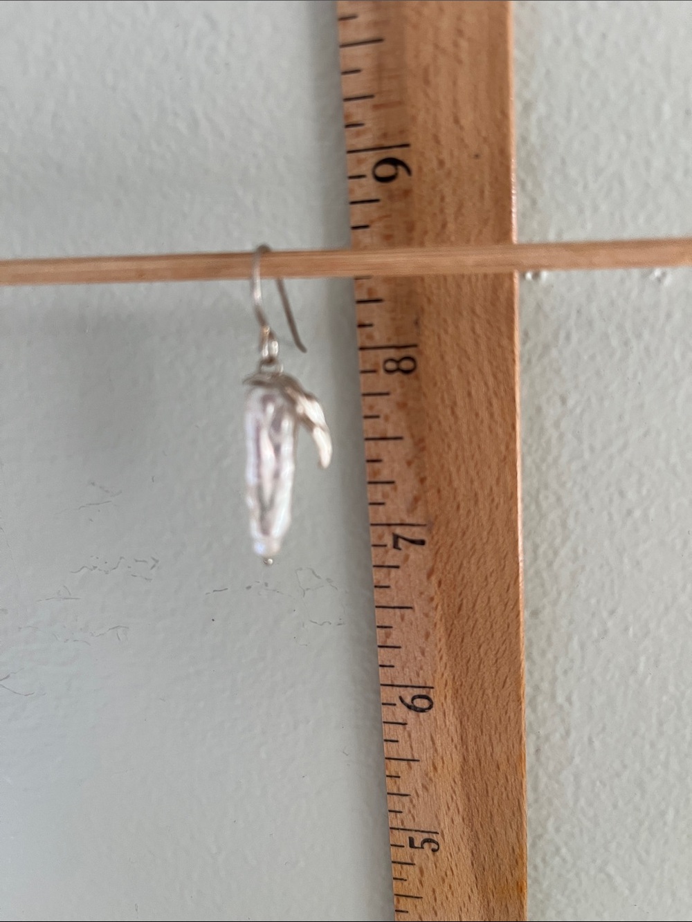 Freshwater Pearl Drop Earrings in Iridescent White - Picture 5 of 6